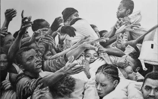 Stay human - black&white drawing