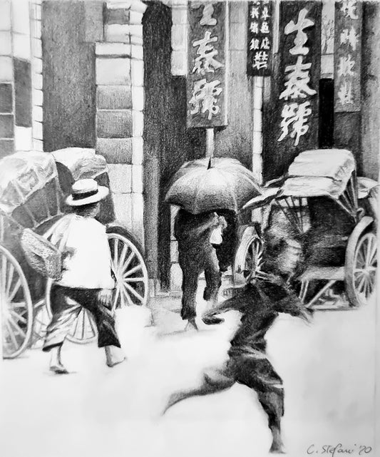 Old Hong Kong - Black&white drawing